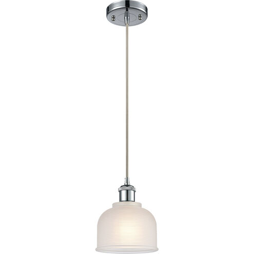 Ballston Dayton LED 6 inch Polished Chrome Mini Pendant Ceiling Light in White Glass, Ballston