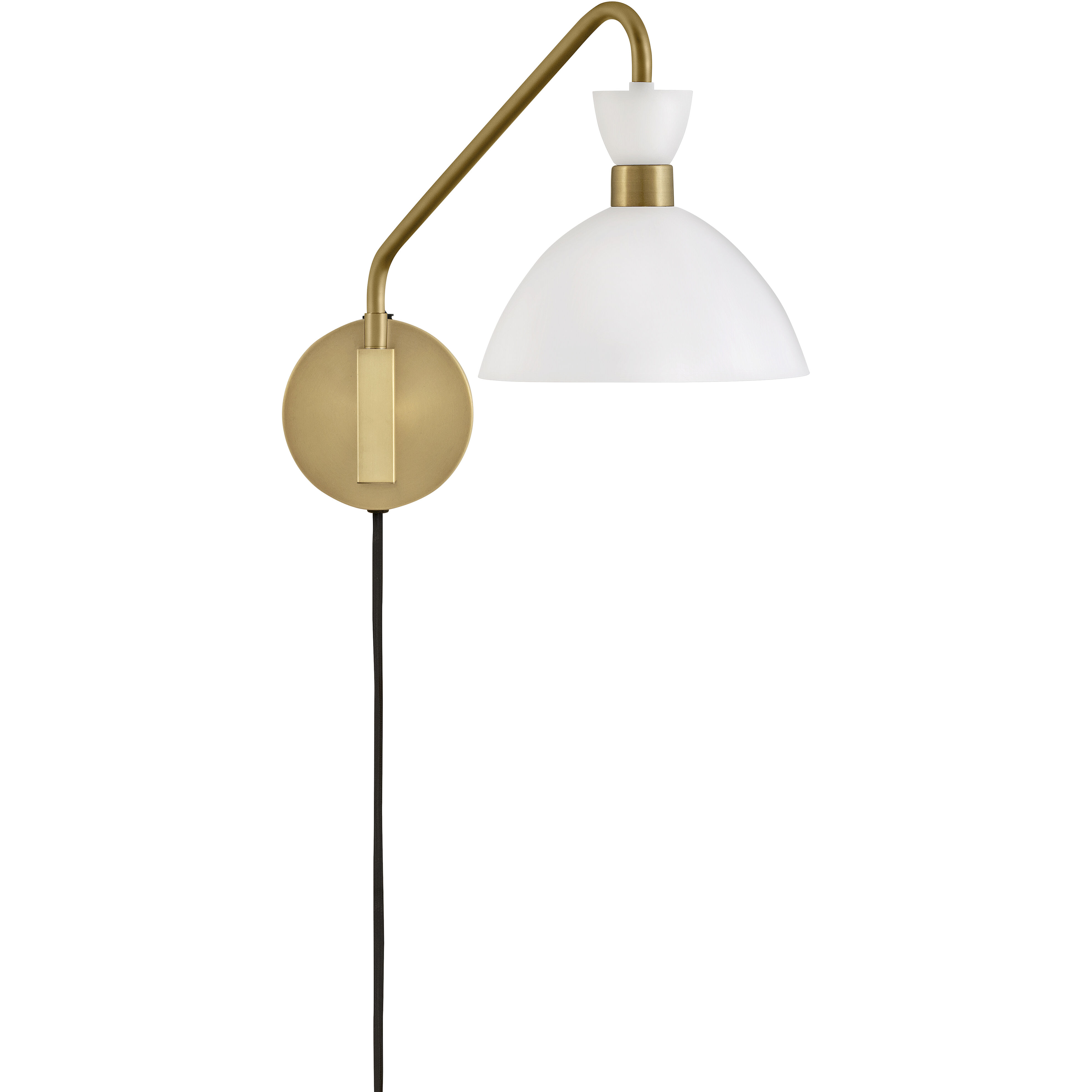 Simon LED 8 inch Matte White with Heritage Brass accents Sconce Wall Light