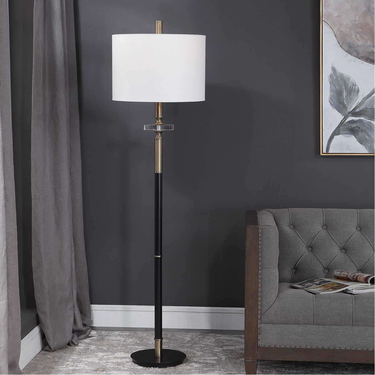 Maud 67 inch 150 watt Aged Black Floor Lamp Portable Light