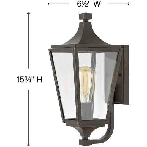 Jaymes LED 16 inch Oil Rubbed Bronze Outdoor Wall Mount Lantern, Small