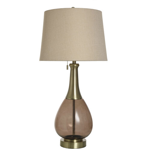 Isaiah 37 inch 100.00 watt Wine Amber Tint and Brass Table Lamp Portable Light