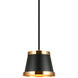 Caske 1 Light 8.38 inch Black Pendant Ceiling Light in Black and Aged Gold Brass