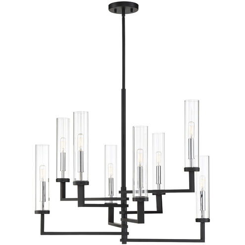 Folsom 8 Light 28.38 inch Matte Black with Polished Chrome Accents Chandelier Ceiling Light, Adjustable