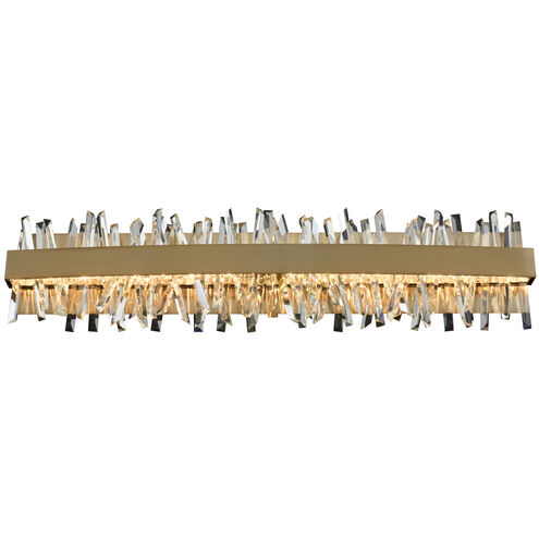 Glacier LED 32 inch Brushed Champagne Gold Bath Vanity Wall Light in Firenze Crystal Spears