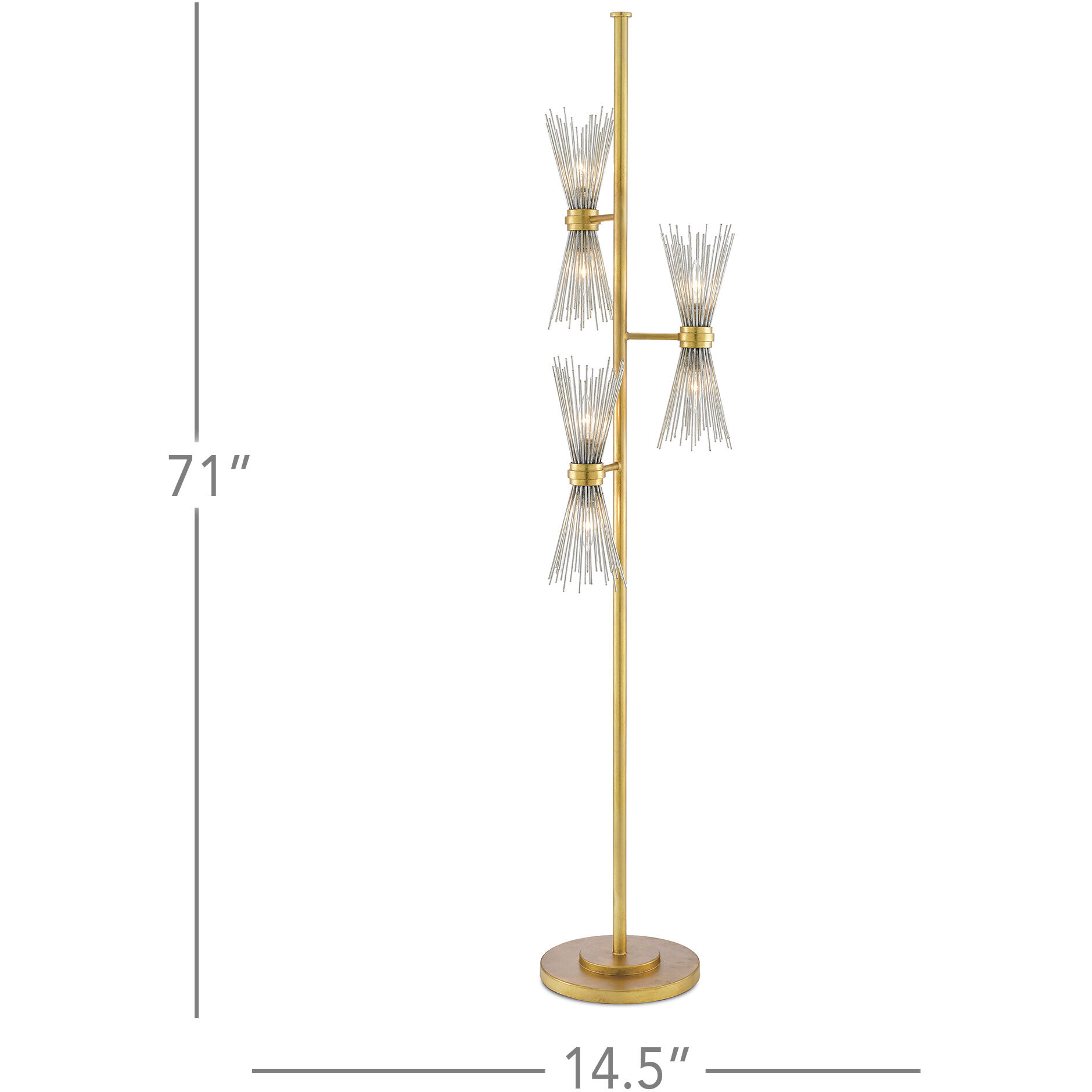 Novatude 71 inch 60 watt Antique Gold Leaf/Contemporary Silver Leaf Floor Lamp Portable Light