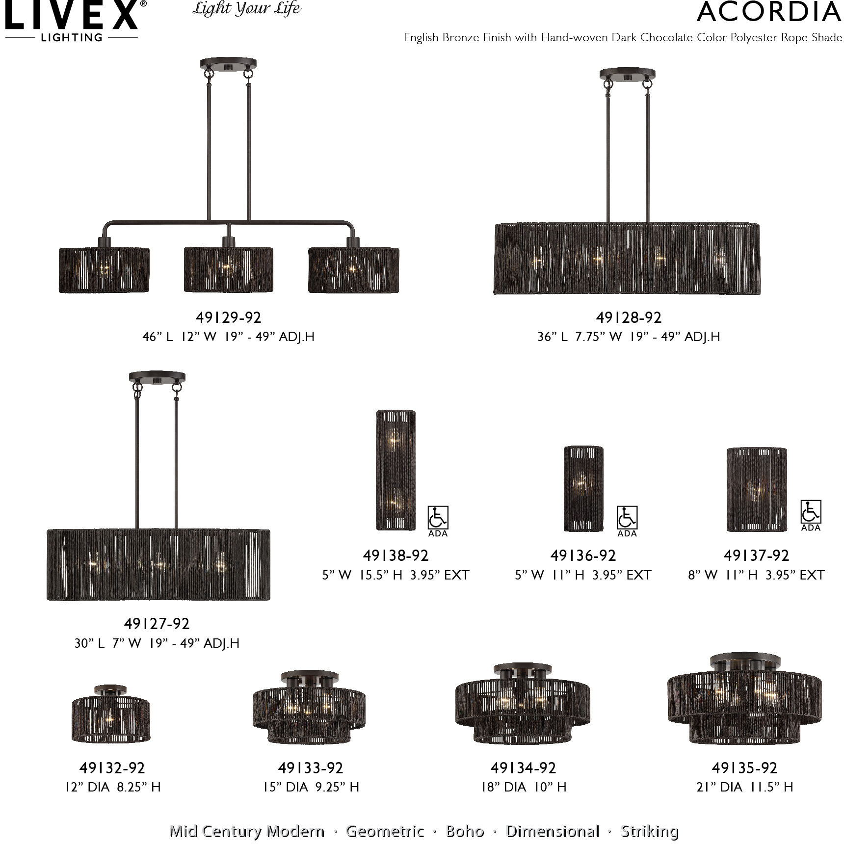 Acordia 3 Light 30 inch English Bronze Linear Chandelier Ceiling Light, Medium