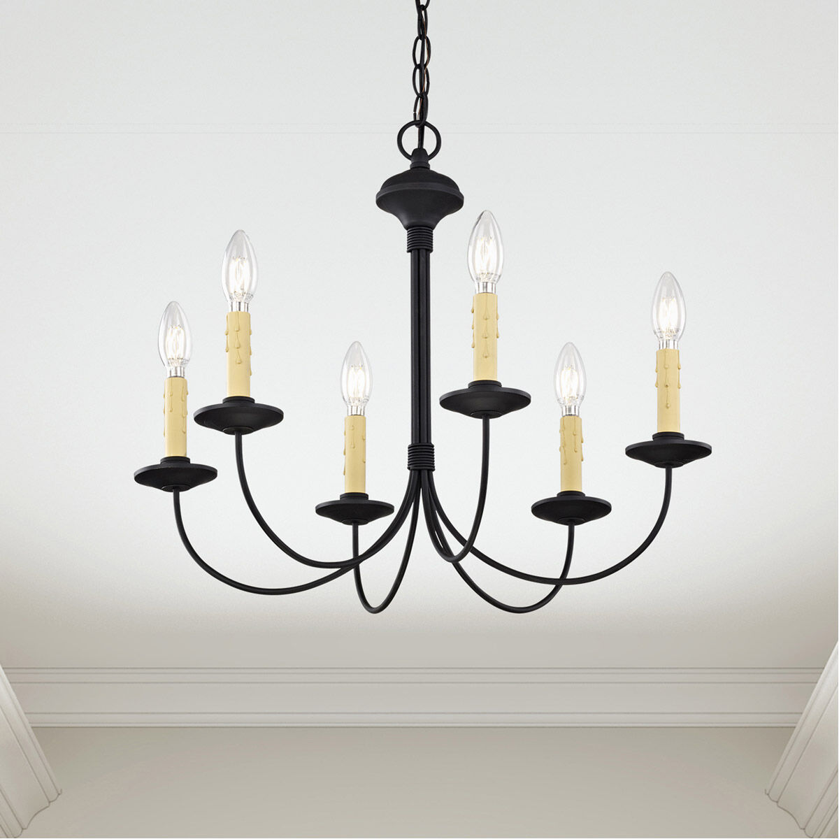 Heritage 6 Light 23 inch Black Chandelier Ceiling Light