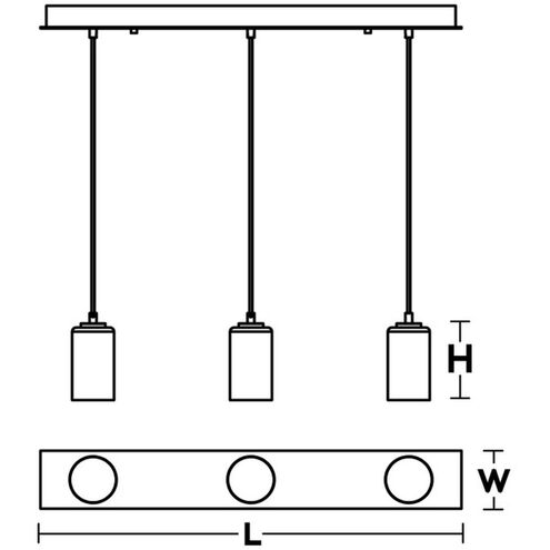 Leo 3 Light 5 inch Satin Nickel Linear Pendant Ceiling Light