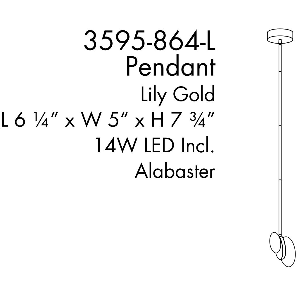 Zill LED 6.25 inch Lily Gold Pendant Ceiling Light