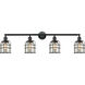 Franklin Restoration Small Bell Cage 4 Light 43 inch Black Antique Brass Bath Vanity Light Wall Light in Silver Plated Mercury Glass, Franklin Restoration