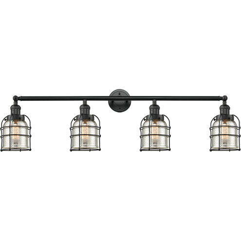 Franklin Restoration Small Bell Cage 4 Light 43 inch Black Antique Brass Bath Vanity Light Wall Light in Silver Plated Mercury Glass, Franklin Restoration