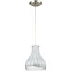 Coastal Scallop 1 Light 8 inch Satin Nickel Mini Pendant Ceiling Light in Opal White with Clear Glass