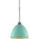 Classic 1 Light 9.6 inch Matte Chrome Large Pendant Ceiling Light in Larkspur Blue