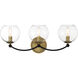 Vantage Kearney Park 3 Light 23 inch Coal and Soft Brass Bath Vanity Wall Light