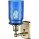 Ballston Candor LED 5 inch Antique Brass Sconce Wall Light in Princess Blue Waterglass, Ballston