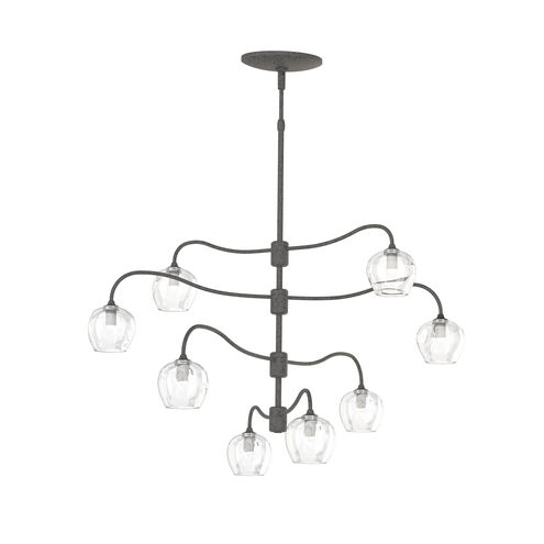 Ume 8 Light 27 inch Natural Iron Pendant Ceiling Light in Thumbprint Clear