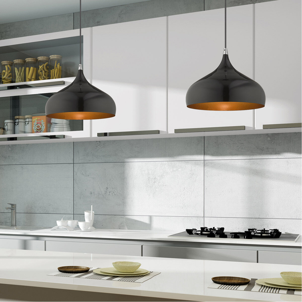 Allison 1 Light 12 inch Shiny Black Mini Pendant Ceiling Light