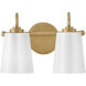 Honey 2 Light 13.25 inch Distressed Brass Bath Light Wall Light