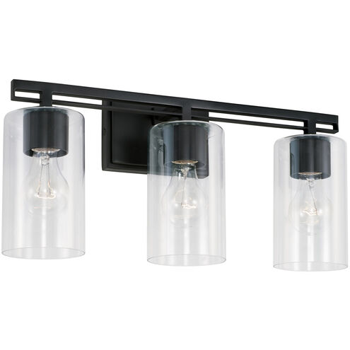 Elijah 3 Light 18 inch Matte Black Vanity Light Wall Light