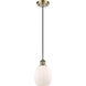 Ballston Eaton LED 6 inch Antique Brass Mini Pendant Ceiling Light in Matte White Glass, Ballston
