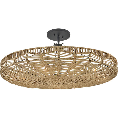 Ophelia 30 inch Black Indoor Foyer Pendant Ceiling Light in Natural