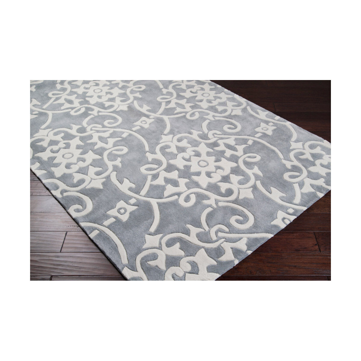 Cosmopolitan 108 X 72 inch Slate/Cream Handmade Rug, Rectangle