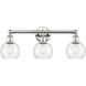 Athens 3 Light 24 inch Polished Nickel and Clear Bath Vanity Light Wall Light