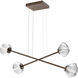Mesa LED Flat Bronze Linear Multi-Pendant Ceiling Light in Clear, 2700K LED, Double Moda
