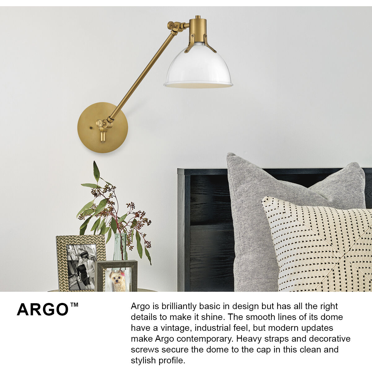 Argo 1 Light 7 inch Polished White with Lacquered Brass Indoor Wall Sconce Wall Light