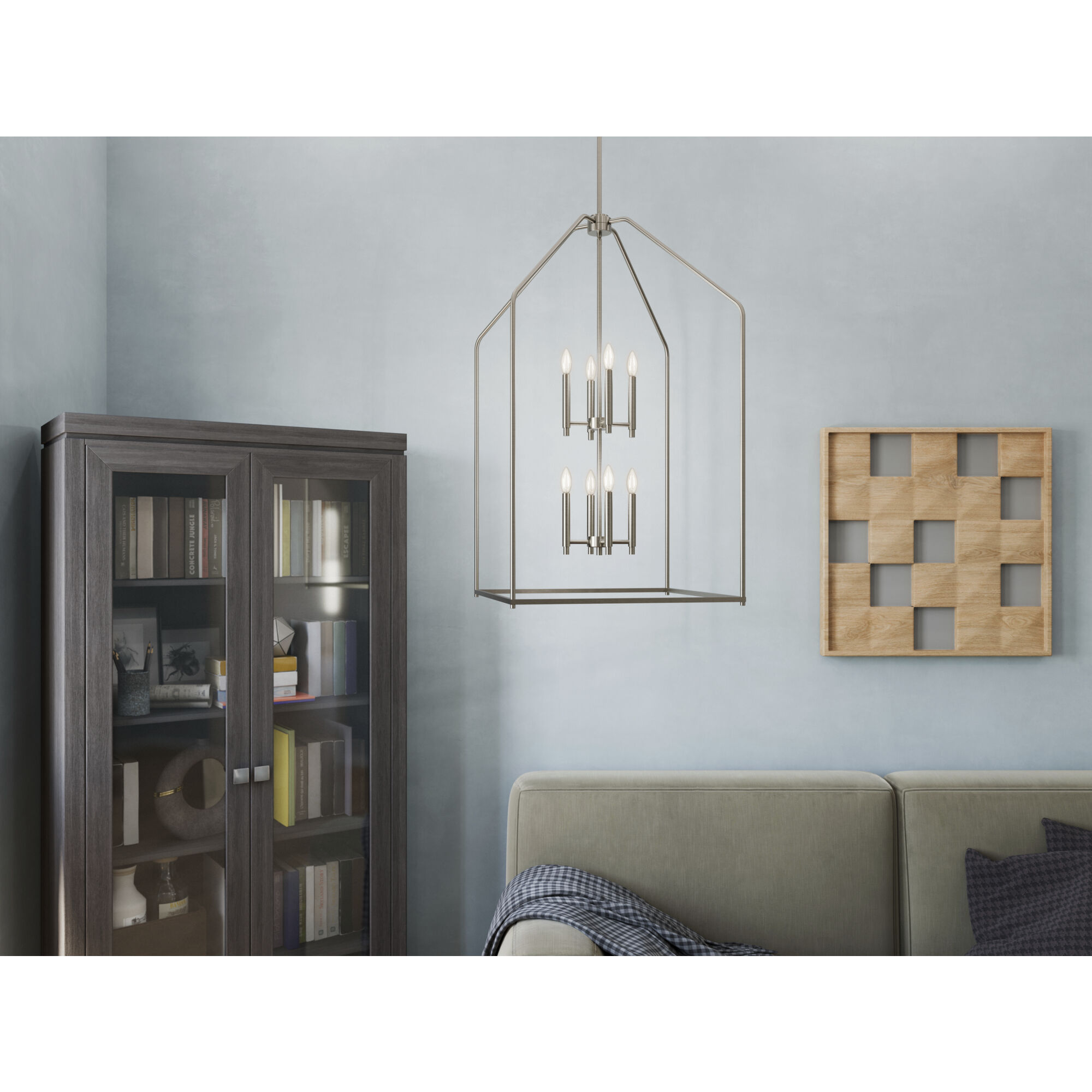 Madden 8 Light 24.25 inch Brushed Nickel Large Foyer Pendant Ceiling Light