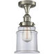 Edison Canton 1 Light 6 inch Brushed Satin Nickel Semi-Flush Mount Ceiling Light in Clear Glass, 2.05 lb