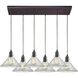 Hand Formed Glass 6 Light 30 inch Oil Rubbed Bronze Mini Pendant Ceiling Light