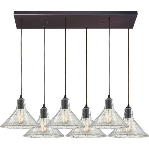Hand Formed Glass 6 Light 30 inch Oil Rubbed Bronze Mini Pendant Ceiling Light