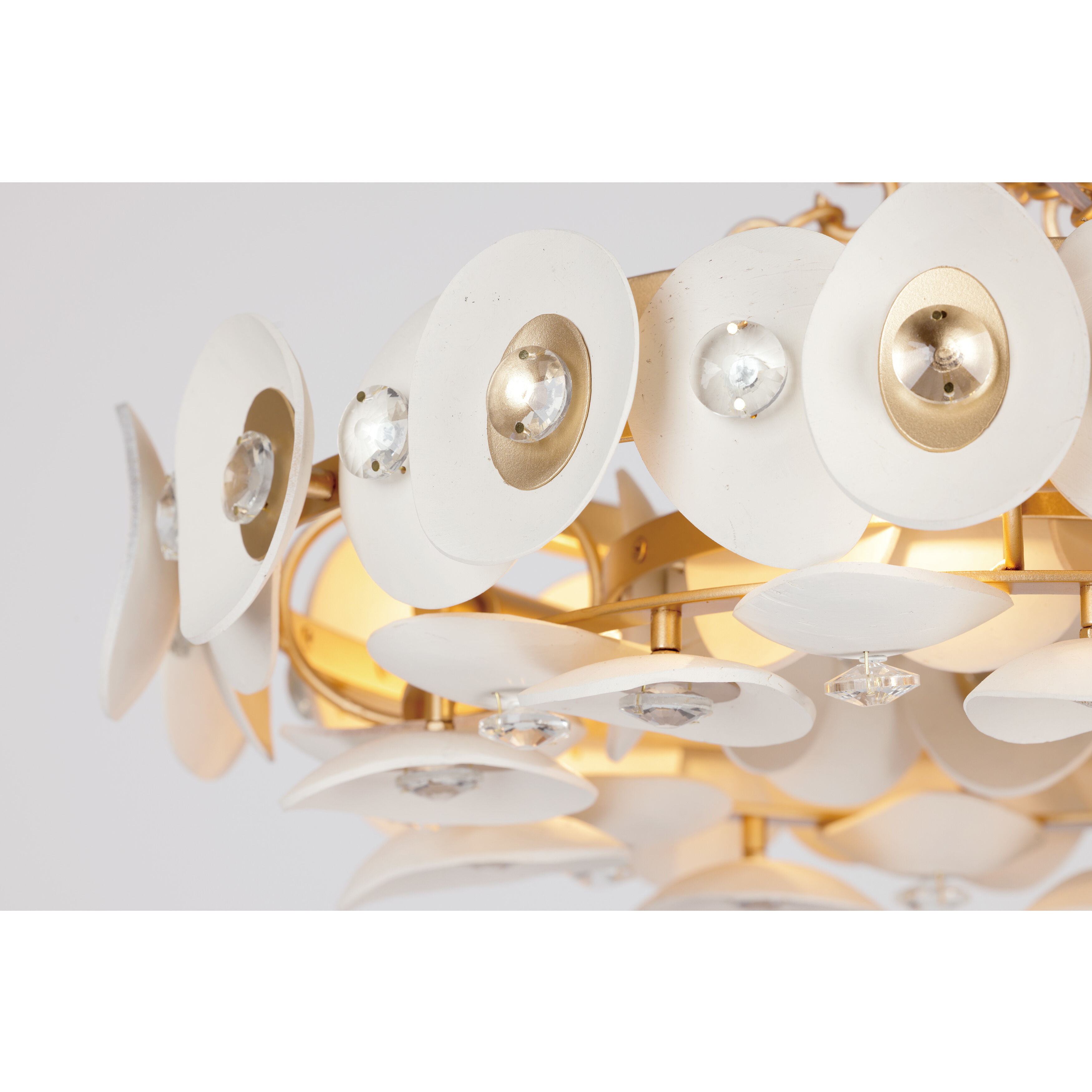 Niu 3 Light 20 inch Coconut Shell Gold / Coconut Shell White Semi Flush Ceiling Light