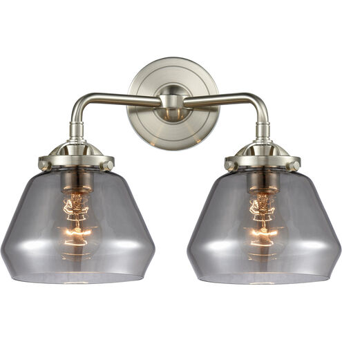 Nouveau Fulton LED 15 inch Brushed Satin Nickel Bath Vanity Light Wall Light in Plated Smoke Glass, Nouveau