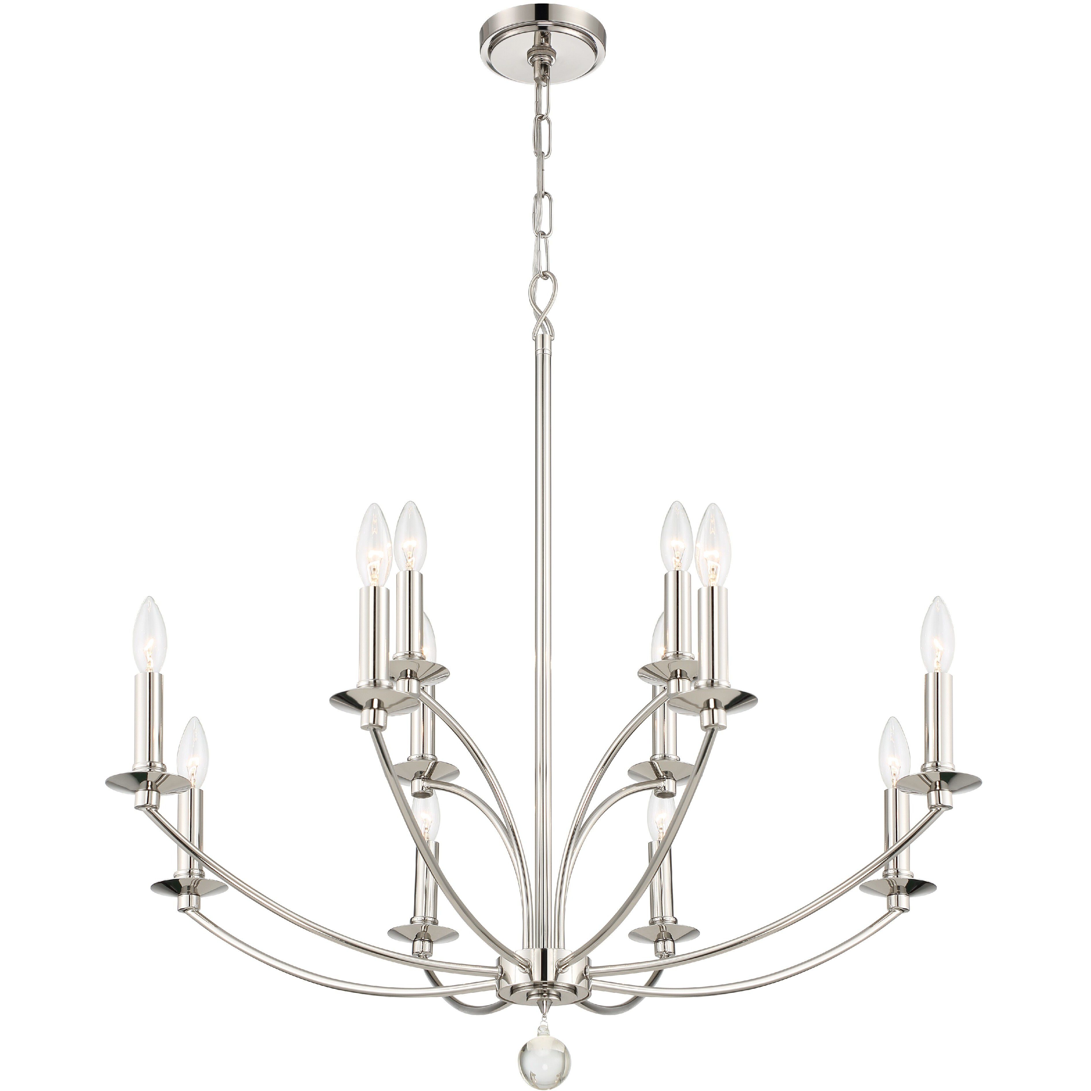 Mila 12 Light 32 inch Polished Nickel Chandelier Ceiling Light