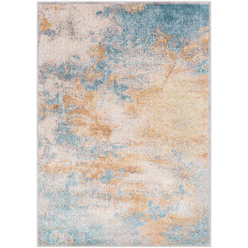 Mediterranean 87 X 61 inch Saffron/Tan/Terracotta/Dark Blue/Ivory/Aqua Rugs, Rectangle