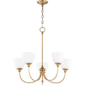 Celeste 5 Light 27 inch Aged Brass Chandelier Ceiling Light, Satin Opal
