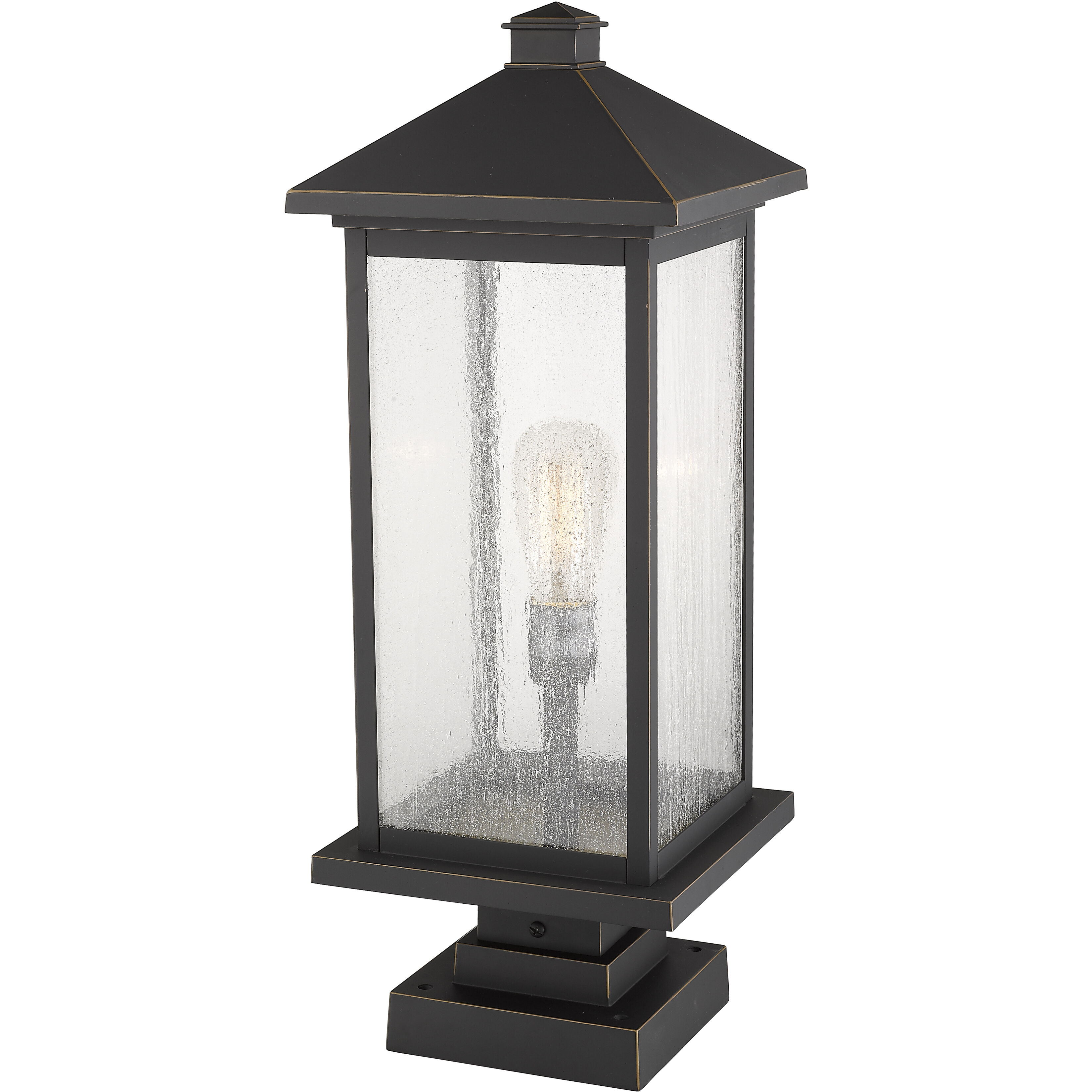 Portland 1 Light 25 inch Oil Rubbed Bronze Outdoor Pier Mounted Fixture in Clear Beveled Glass, 12.5