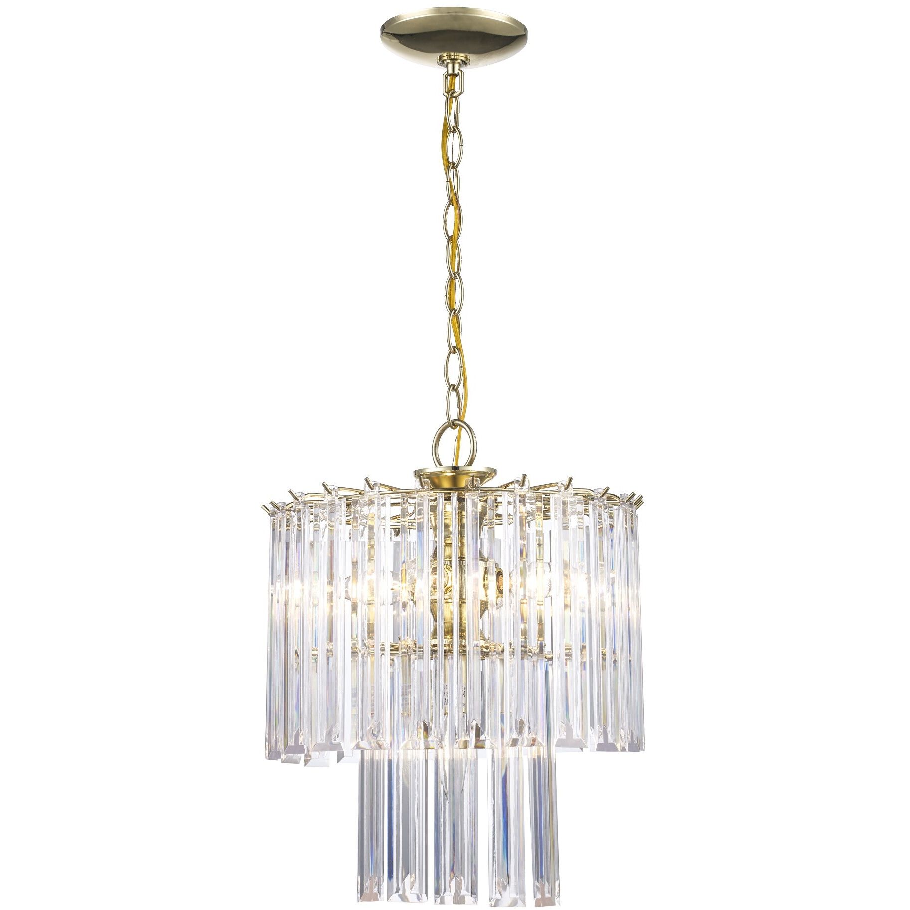 Tranquility 5 Light 14 inch Polished Brass Pendant Ceiling Light in Clear Beveled Acrylic tapers
