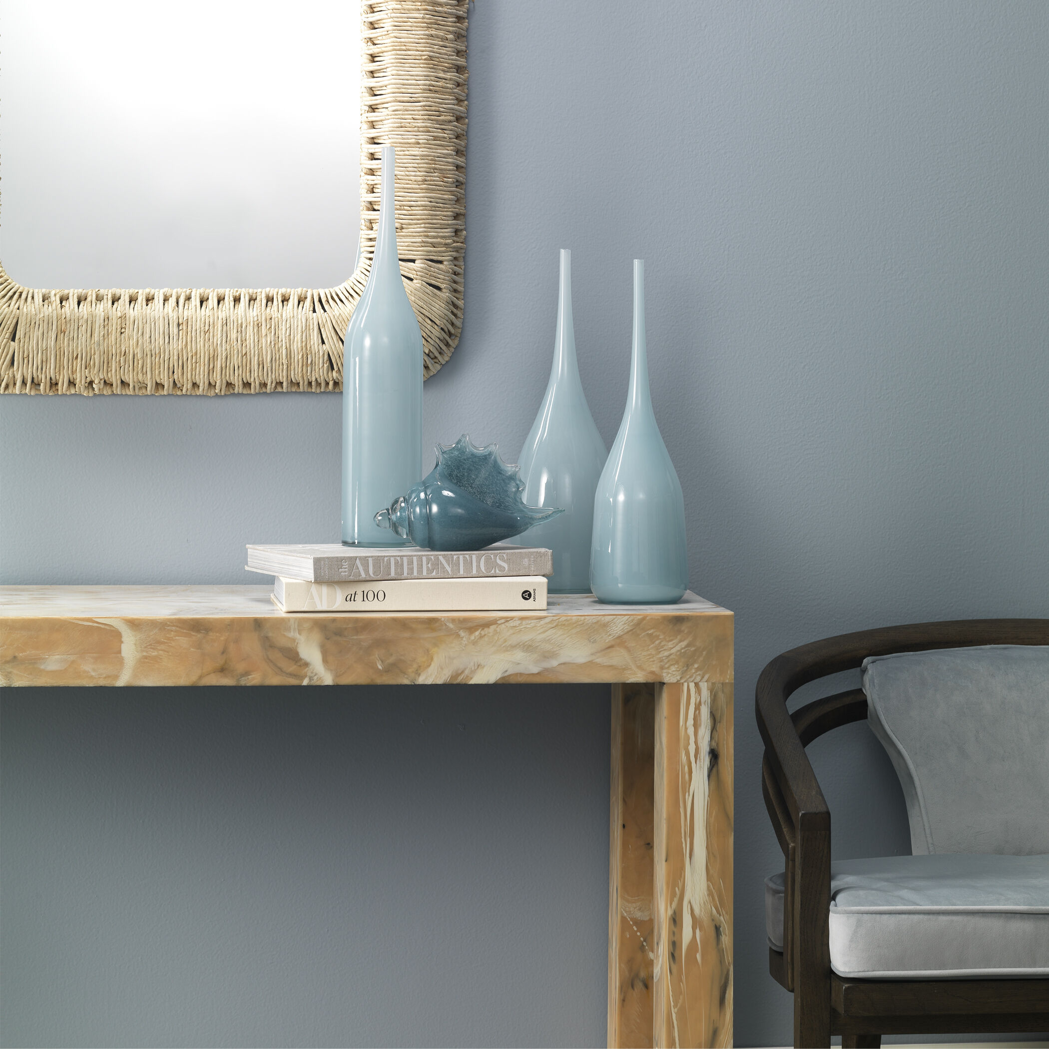 Pixie 21.75 X 5.5 inch Vases in Periwinkle Blue Glass, Set of 3