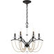 Priscilla 6 Light Black Chandelier Ceiling Light in Black Matte, Bronze Pearl, Adjustable Height