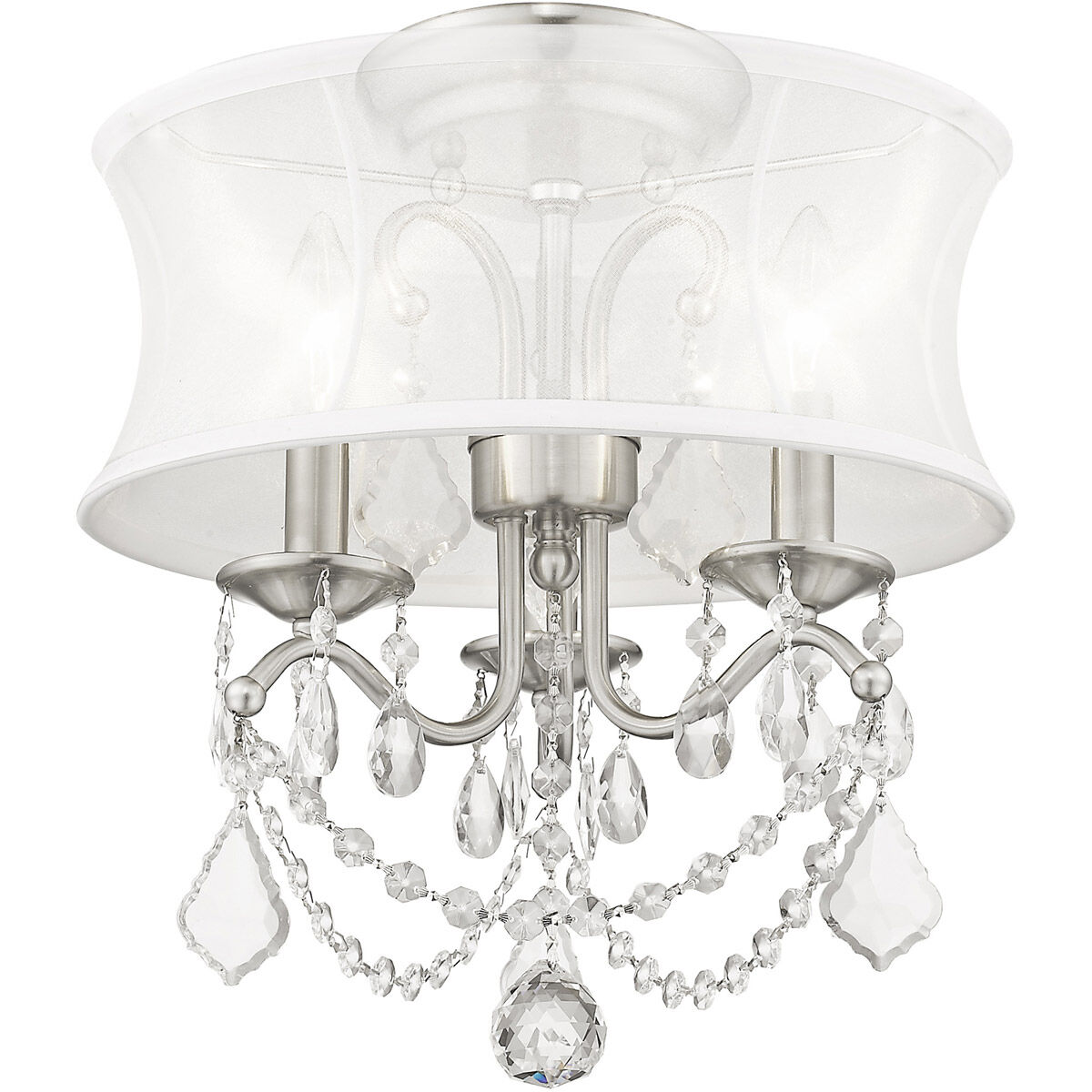 Newcastle 3 Light 13 inch Brushed Nickel Convertible Mini Chandelier/Ceiling Mount Ceiling Light