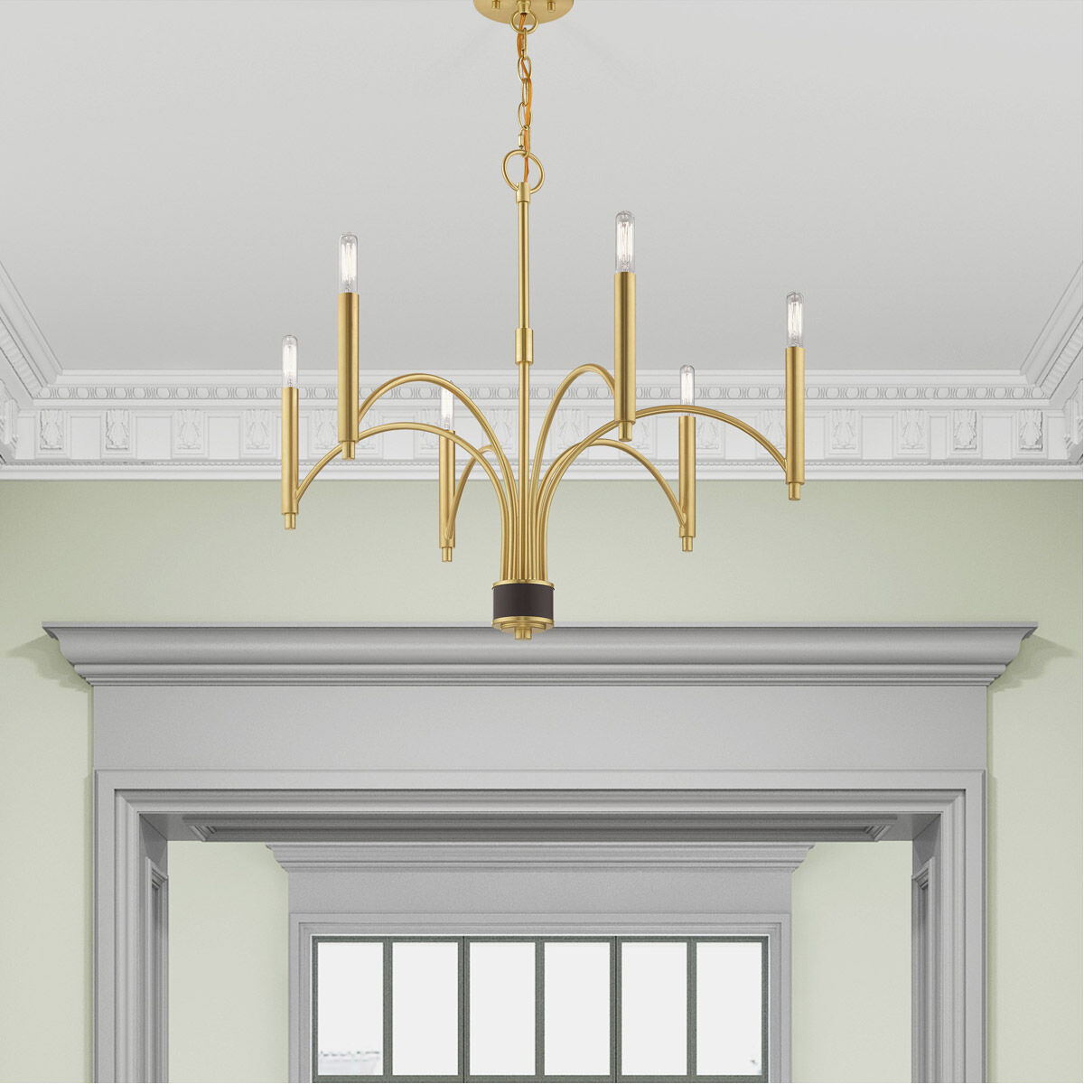 Wisteria 6 Light 26 inch Satin Brass Chandelier Ceiling Light