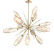 Aalto LED 37.7 inch Gilded Brass Chandelier Ceiling Light in 3000K LED, Optic Rib Amber, Starburst