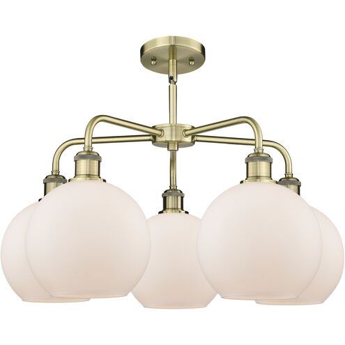 Athens 5 Light 26 inch Antique Brass Chandelier Ceiling Light in Matte White