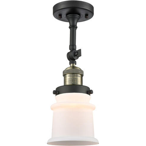 Franklin Restoration Small Canton 1 Light 7 inch Black Antique Brass Sconce Wall Light in Matte White Glass, Franklin Restoration