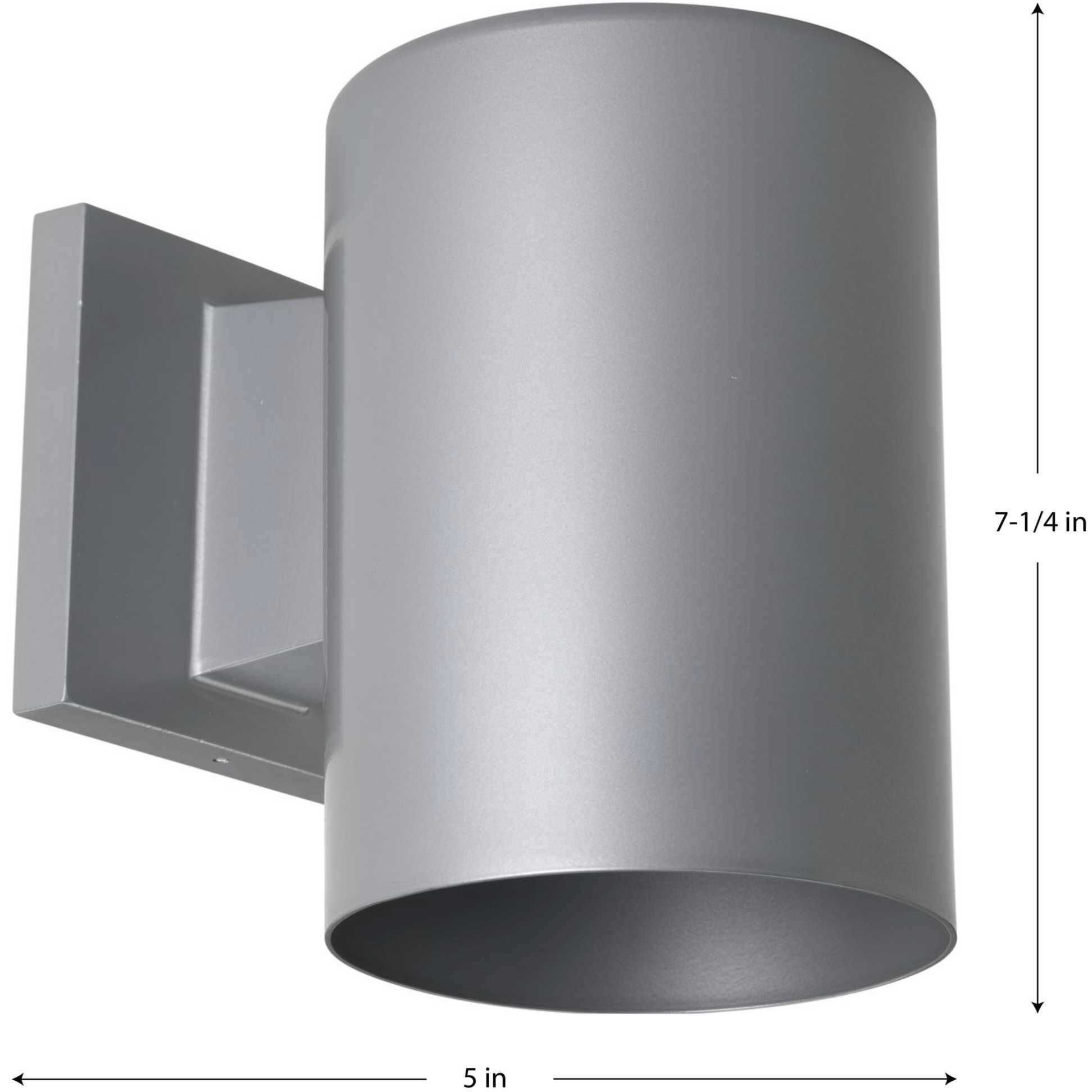 Cylinder Outdoor Wall Cylinder in Metallic Grey, LED Lamping, Progress LED