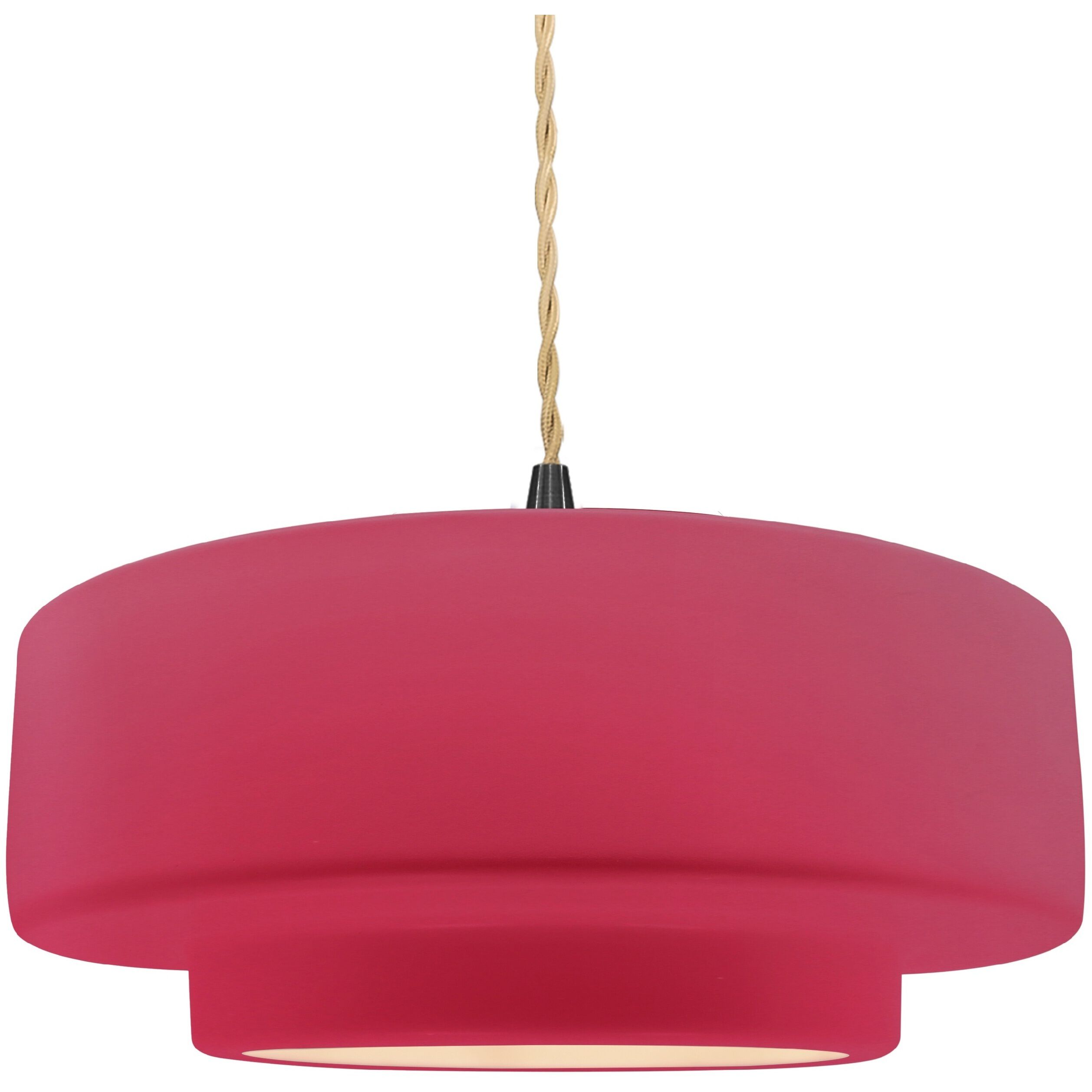 Radiance Collection - Tier Pendant Ceiling Light in Matte Black, Dedicated LED, Beige Twist Cord, Cerise, 14.5W x 5.25H, Form+Finish+Function
