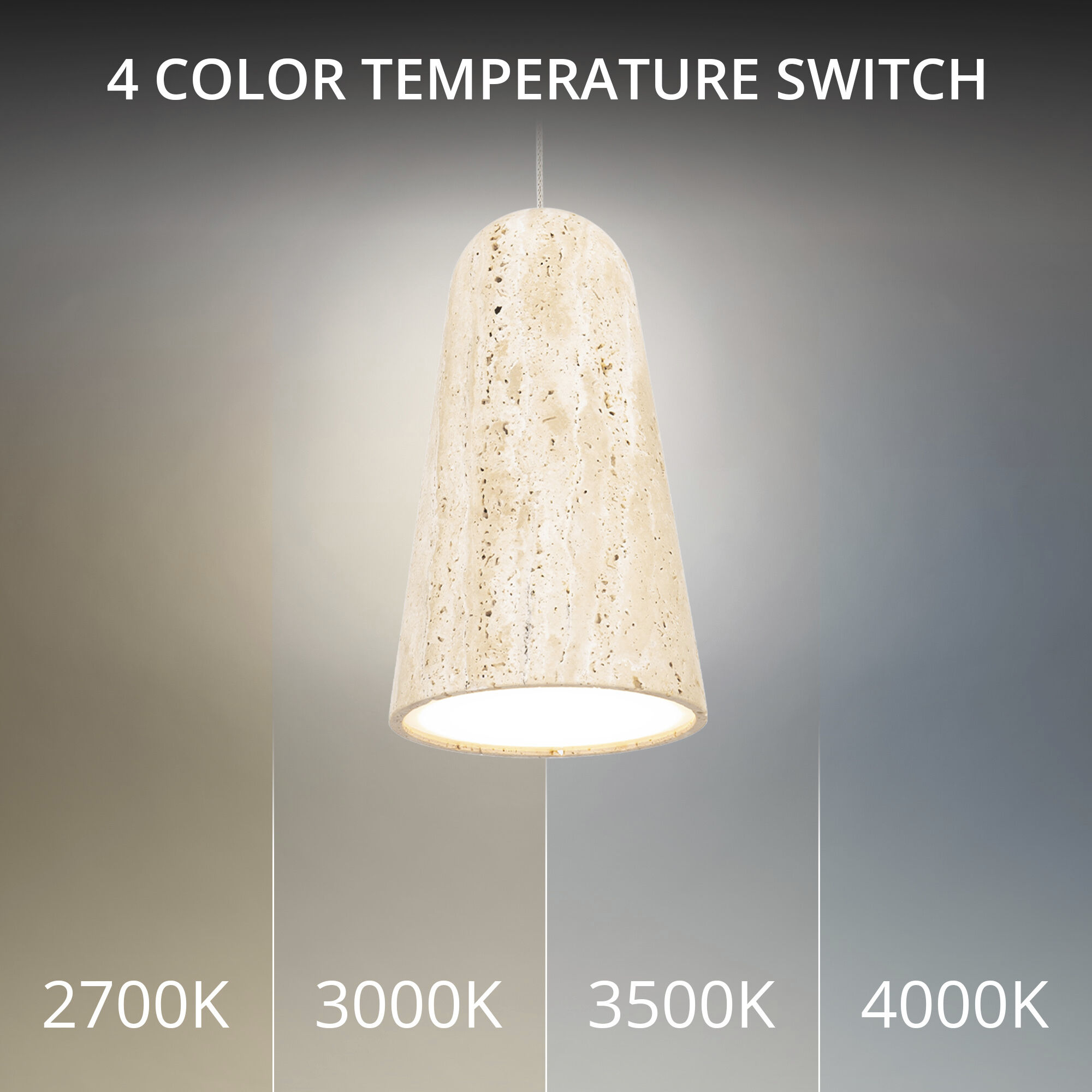 Pompeii LED 6 inch Beige Travertine and Aged Brass Indoor Hanging Lighting Ceiling Light in 2700K
